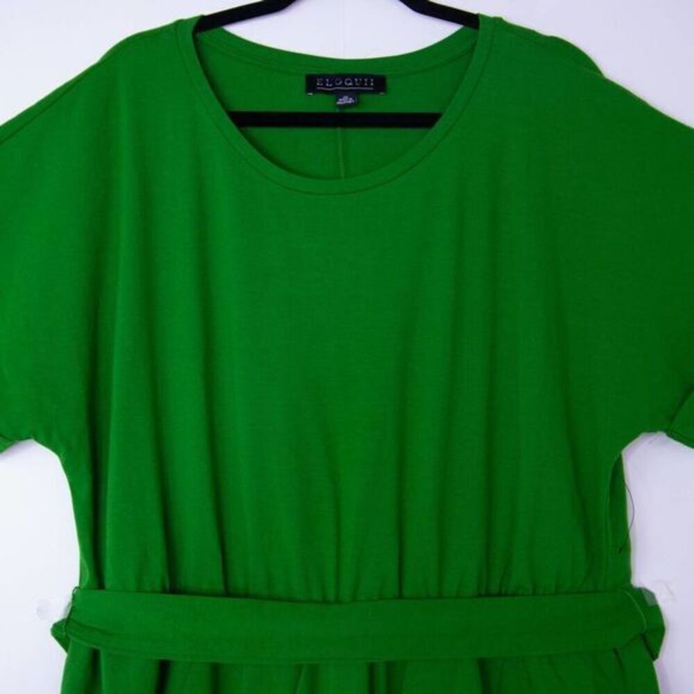 NEW Eloquii green cotton knit Wrap‎ Skirt tie waist midi Dress, 16 - Picture 4 of 16